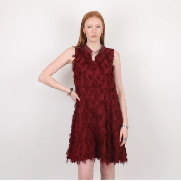 See by Chloe maroon Peacock Fringe Dress 44 - Picture 1 of 10